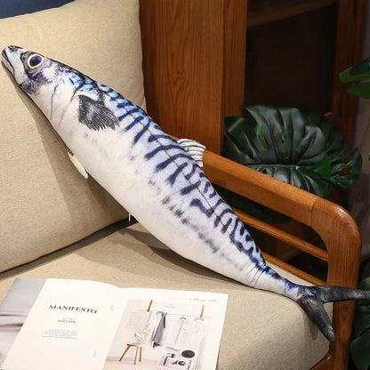 3D Realistic Fish Plush Pillow - Soft Tuna, Salmon & Grouper Stuffed Cushion Toy Gift