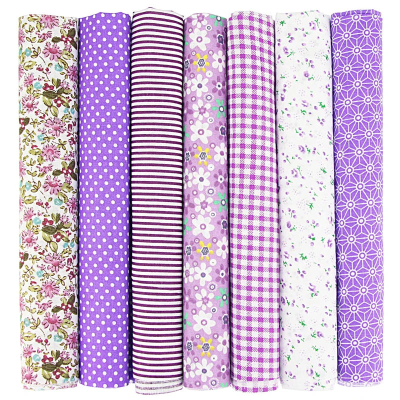 7-Piece 50x50cm Cotton Patchwork Fabric Set – Handmade Sewing Quilting Cloth for Needlework & DIY Crafts