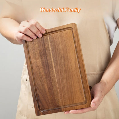 Wooden Cutting Board - Beech & Walnut Butcher Block for Meat, Cheese & Kitchen Chopping