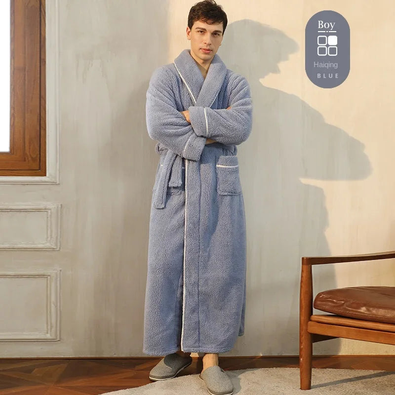 2025 Autumn Winter Cotton Robe – Thick Comfortable Large-Size Bathrobe for Men & Women, Luxury Couple Pajamas
