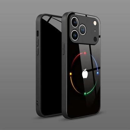 Colorful Halo Apple Pattern Tempered Glass Phone Case - iPhone 17/16/15/14/13/12/11 Pro Max & More