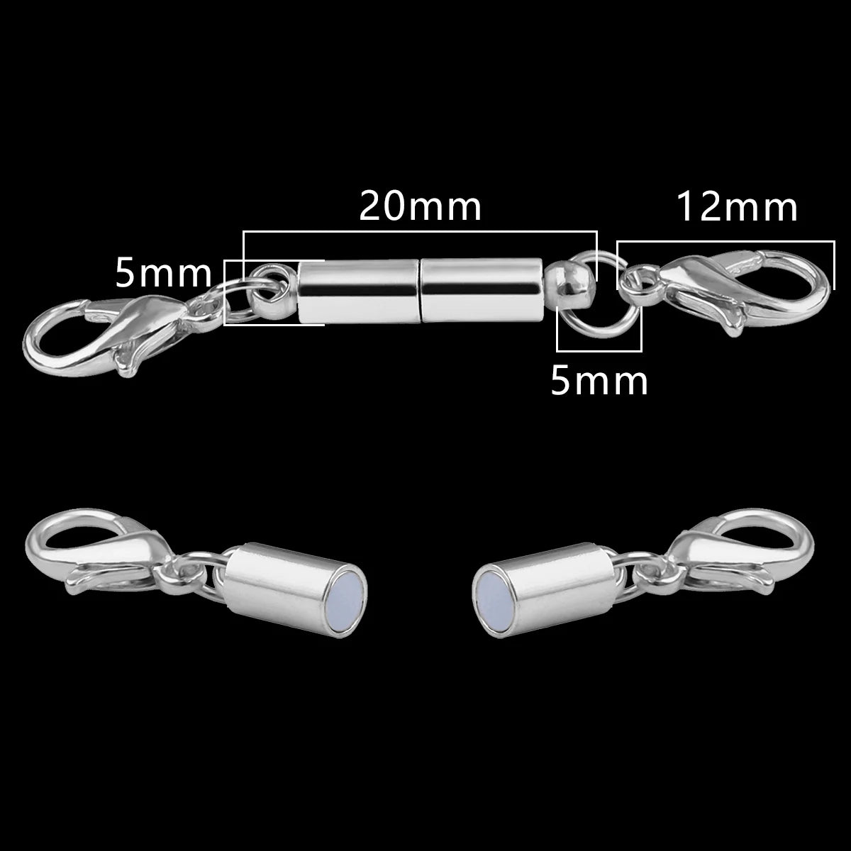 Magnetic Jewelry Clasp - Strong Metal End Connectors with Lobster Clasp for DIY Bracelets & Necklaces