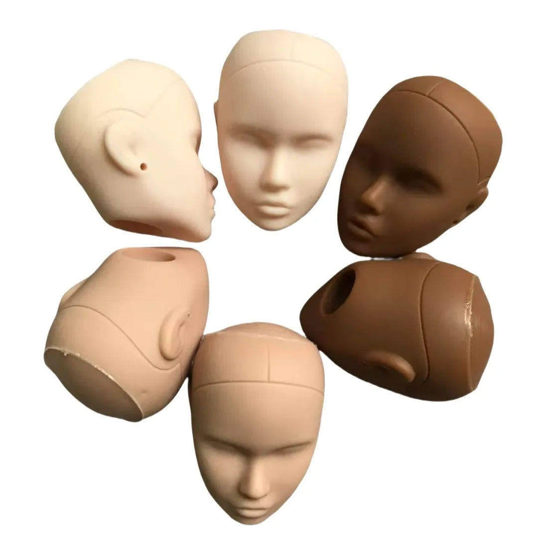 Poppy Blank Face Doll Heads — 1/6 DIY Crafting Parts in Super White, Coffee, Pink & Beige Skin for Doll Making