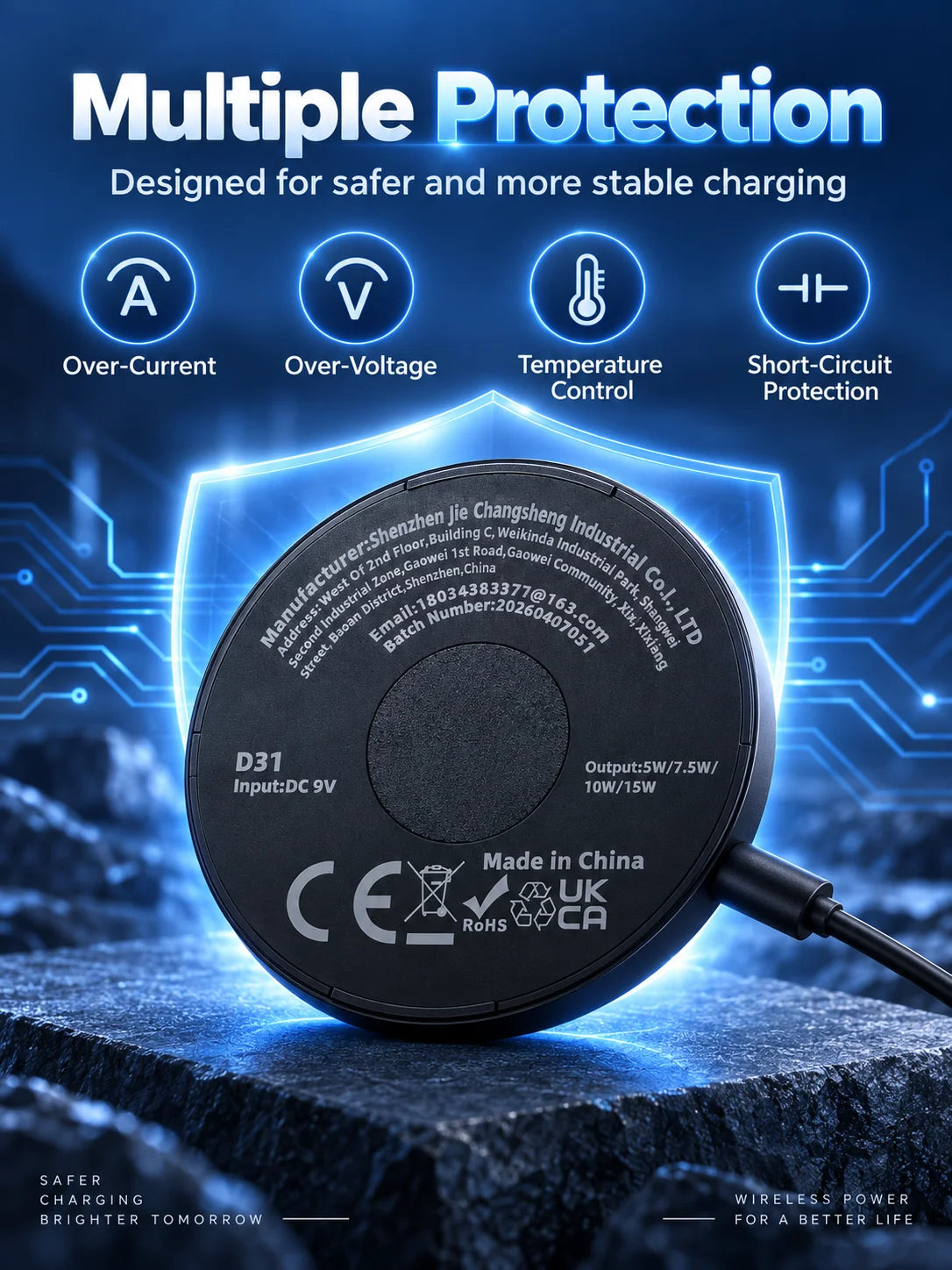 15W Magnetic Wireless Charger with Stand - Foldable Fast-Charging Dock for Smartphones and Wireless Earbuds