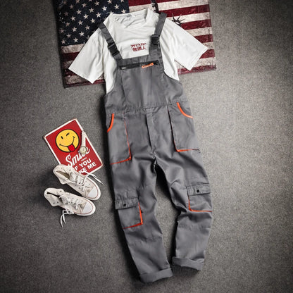 Men’s Long-Sleeve Jumpsuit - Zipper Pocket Casual Workwear Overalls, Plus Size S-4XL