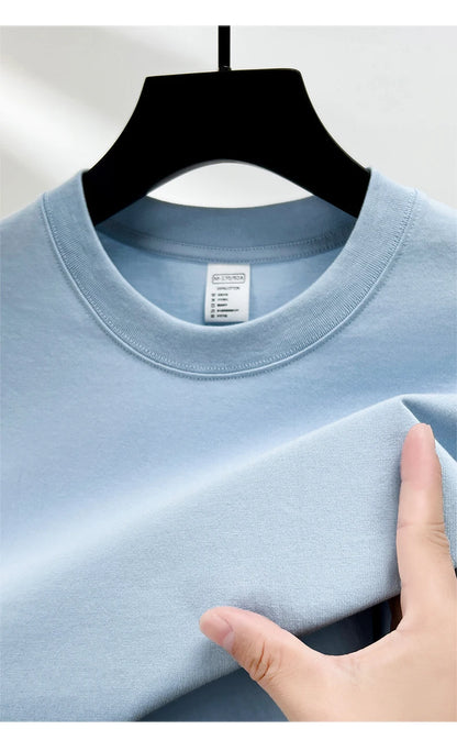100% Pure Cotton Men’s Summer T-Shirt – High-End Short Sleeve Round Neck Breathable Fashion Top