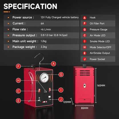 ANCEL S200 EVAP Smoke Leak Detector — Car & Motorcycle Diagnostic Smoke Machine for Vacuum, Oil & Fuel Pipe Leak Detection