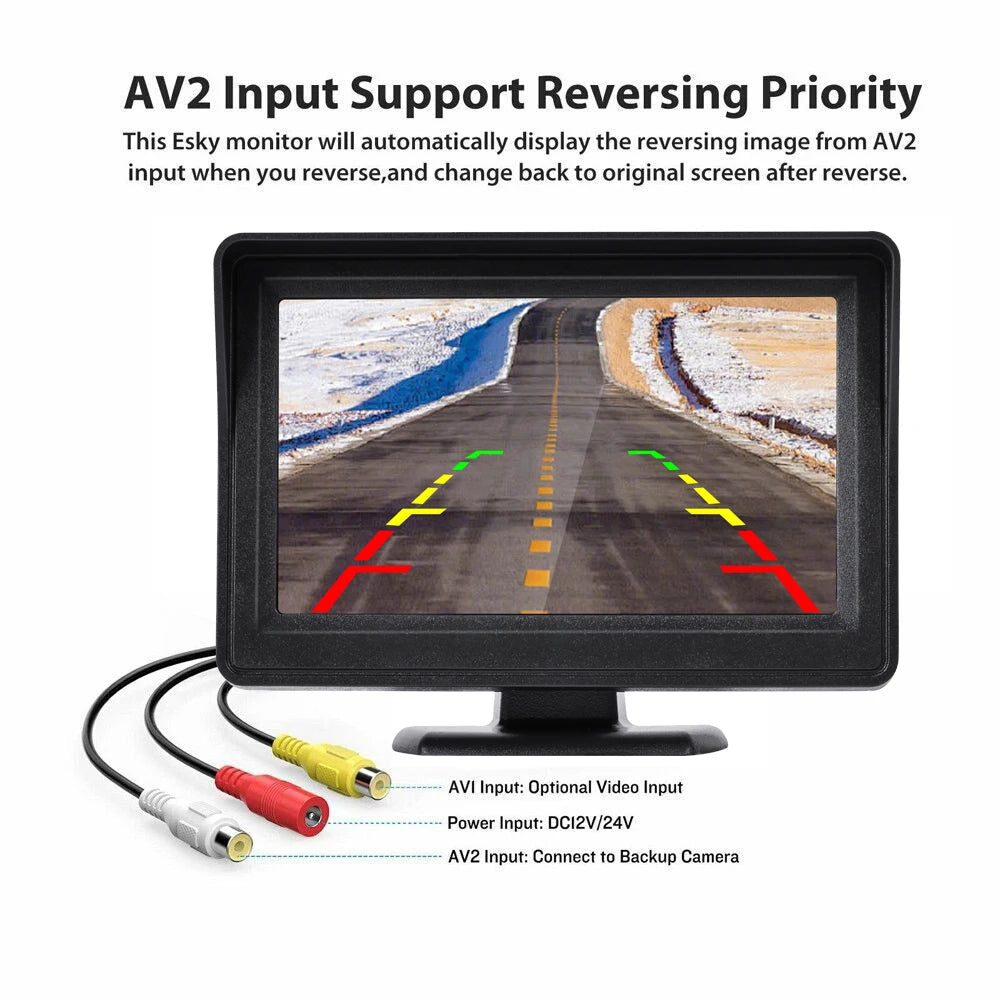 4.3" Car Rear View Monitor – Easy-Install Reversing Camera for Parking System & Vehicle Safety