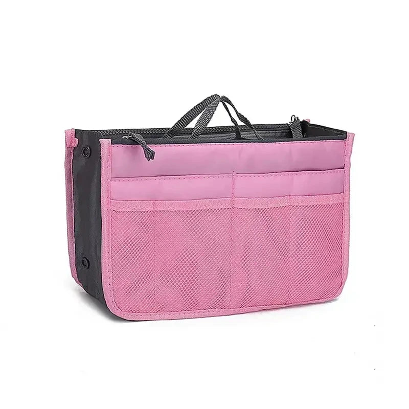 Women’s Nylon Makeup Organizer Insert Bag – Large Capacity Travel Cosmetic Handbag Liner & Tote Purse Organizer for Ladies