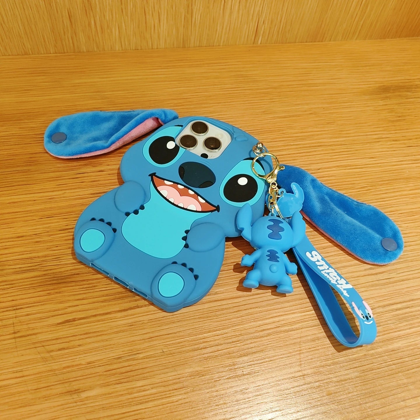 3D Cartoon Stitch Keychain Plush Phone Case with Ear Cover – Compatible with Samsung Galaxy S23/S24/S25 Ultra & A14-A34 Series
