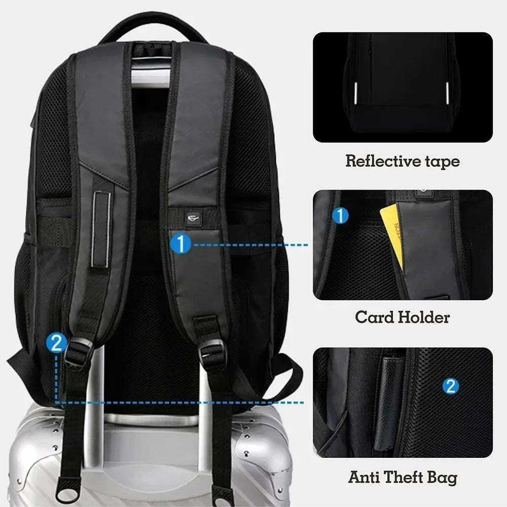 SWISS Men's Laptop Backpack – Waterproof, Anti-Theft USB Bag, Large Capacity Travel & School Mochila