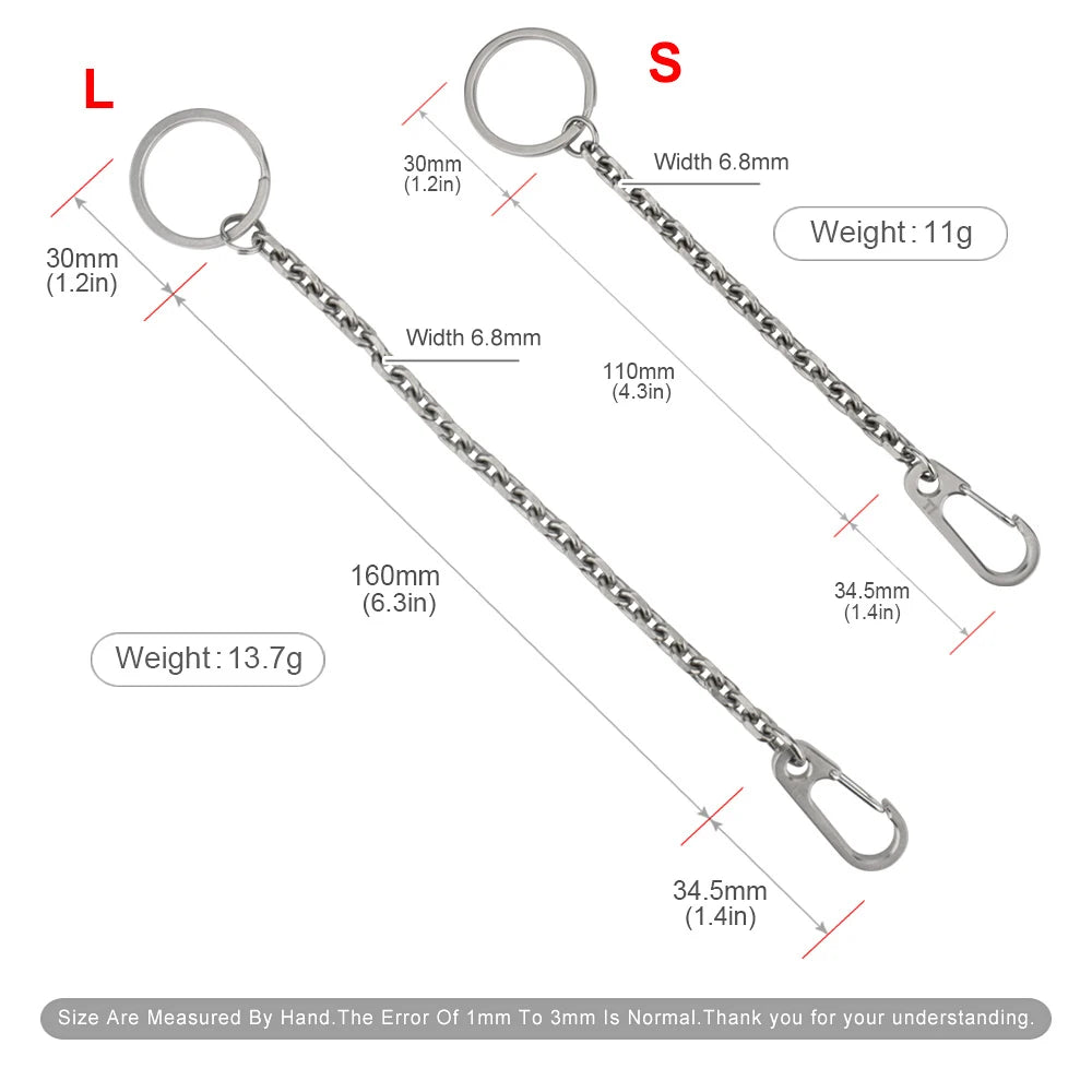 Short Chain Titanium Key Belt Buckle – Titanium Alloy Waist Ring EDC Outdoor Tool