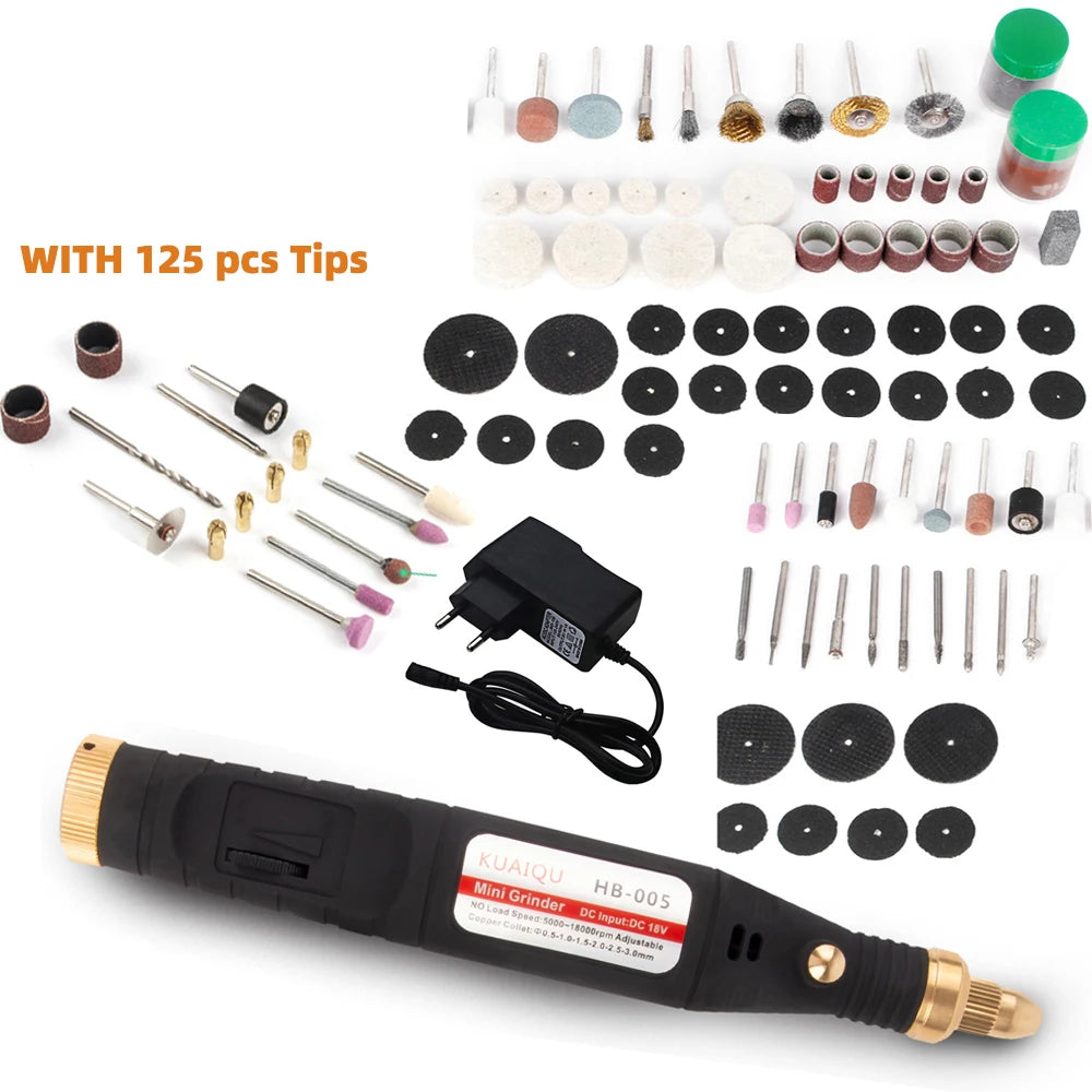 Adjustable 5-Speed Electric Rotary Tool – 5000-18000 RPM Dremel Grinder Engraver Pen with 165-Piece Tip Set