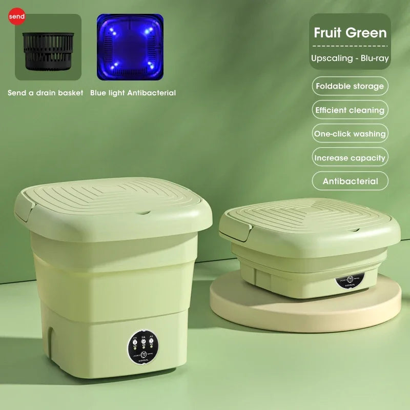 Folding Washing Machine Bucket – Portable Clothes & Socks Washer for Travel, EU/US/UK Plug