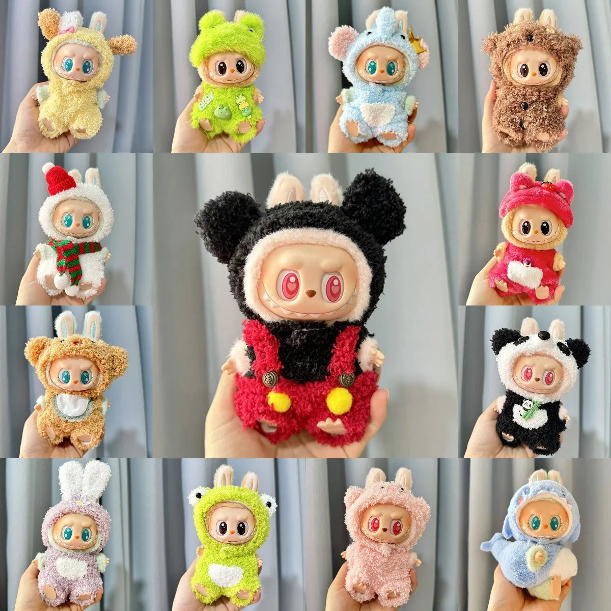13 Styles Cute Mini Plush Doll Clothes - Outfit Accessories for Kpop Exo Labubu II Idol Dolls, Jumpsuits & Party Clothing