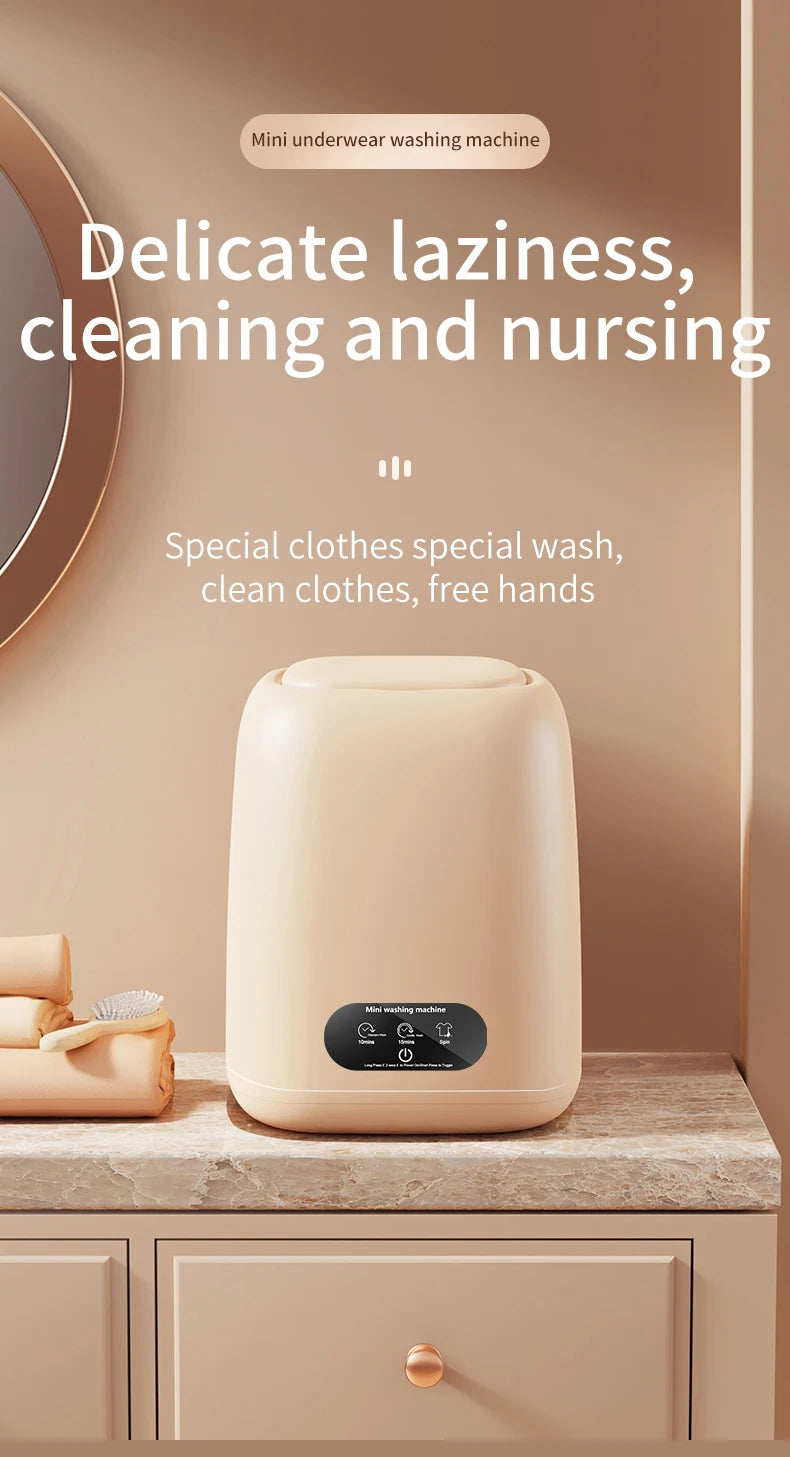 Small Fully Automatic Washing Machine – Mini Washer with Spin Dryer for Underwear & Children's Clothes, 220V