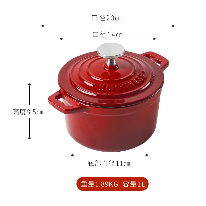 1.5 Quart Mini Cast Iron Dutch Oven - Enameled Cooking Pot for Bread Baking, Stew & Casserole