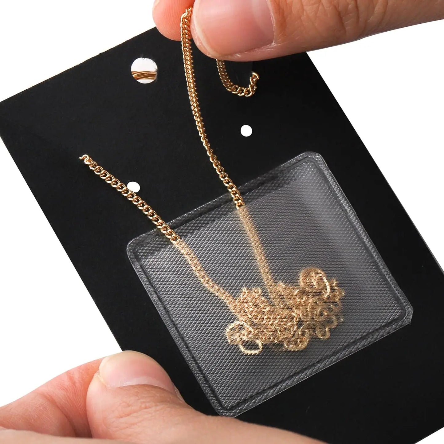 50pcs Clear Self-Adhesive Pouches – Necklace Chain Display Bags, Jewelry Storage & Loose Supply Holder