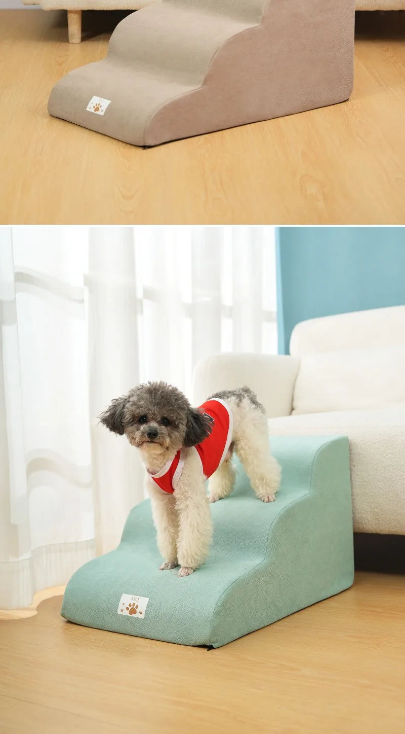 Pet 2/3-Step Stair Ramp for Dogs and Cats - Memory Foam Sponge, Removable and Washable, Training Pet Ramp for Sofa