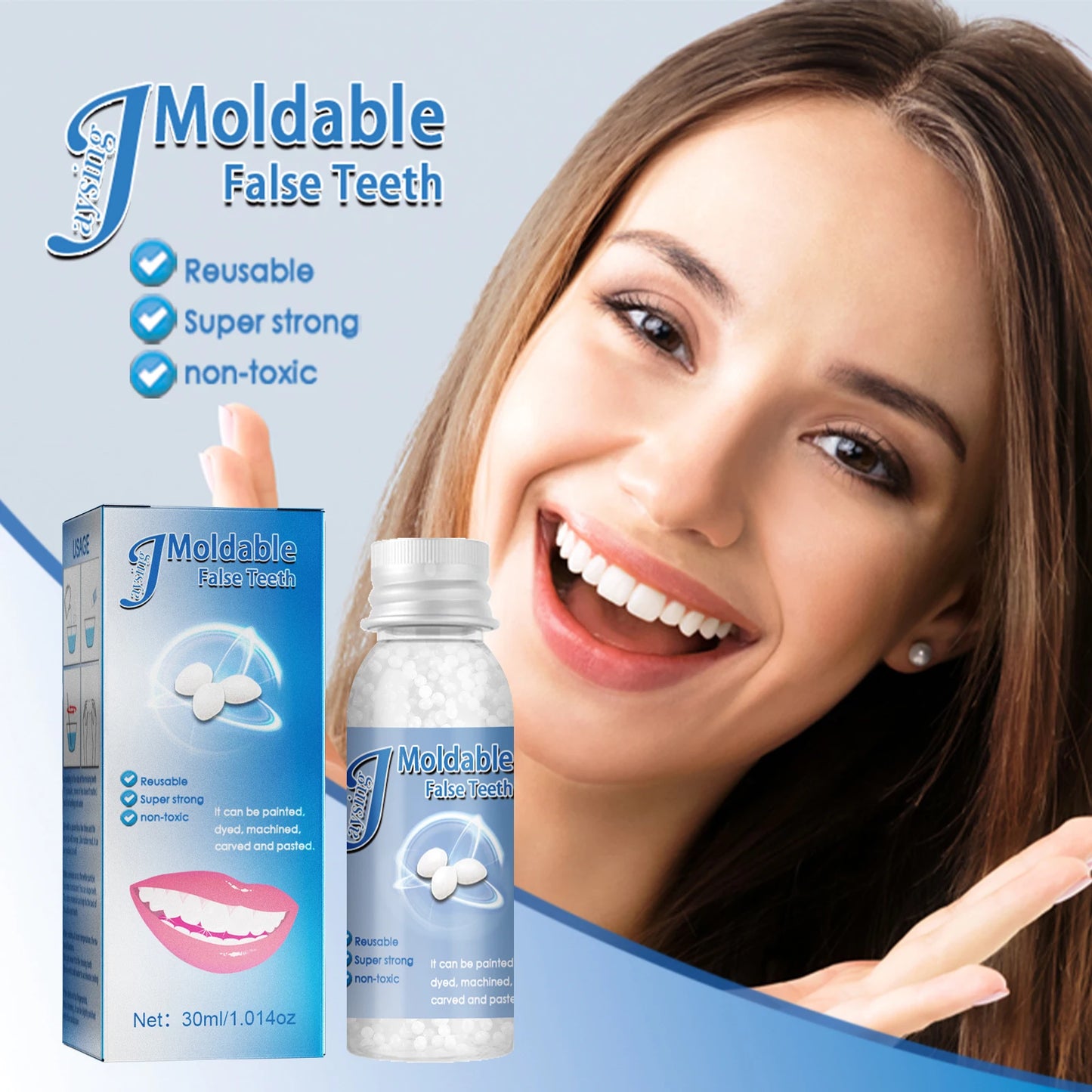 Temporary Tooth Repair Resin – 10/20/30ML Shapeable Dental Glue for Filling Broken Teeth, Dentures & Halloween Fangs