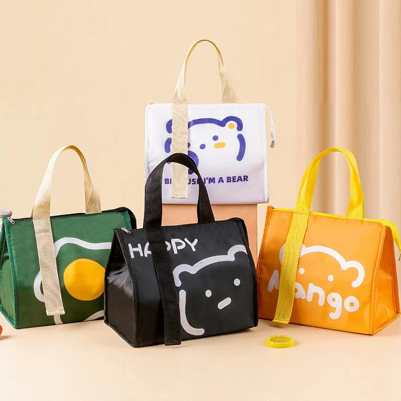 Portable Thermal Lunch Bag – Insulated Food Storage Cooler Pouch for Women & Kids, Travel Picnic Bento Handbag Organizer