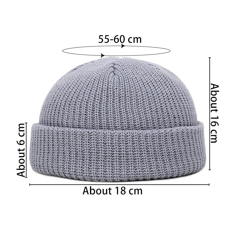 Unisex Solid Color Knit Beanie - Warm Brimless Winter Hat for Men and Women, Hip Hop Style Skullcap