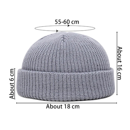 Unisex Solid Color Knit Beanie - Warm Brimless Winter Hat for Men and Women, Hip Hop Style Skullcap