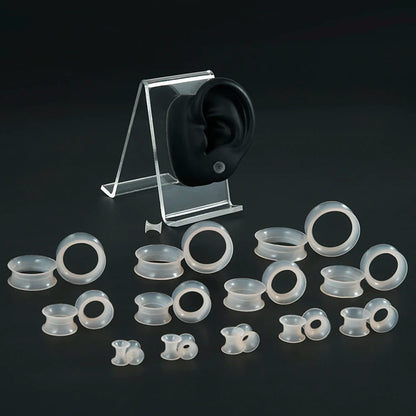 Pair Soft Flexible Ear Tunnels – Double Flare Flesh Tunnel Ear Plugs, Thin Silicone Gauge Expander Earrings for Stretched Ears