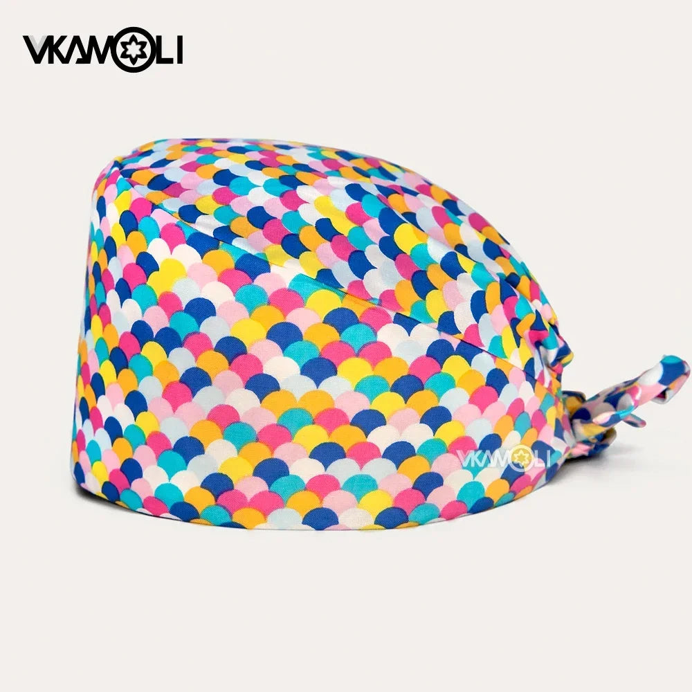 Unisex Ankara Cotton Nursing Hat - 100% Cotton Surgical Scrub Cap for Doctors, Nurses & Veterinary Medical Staff