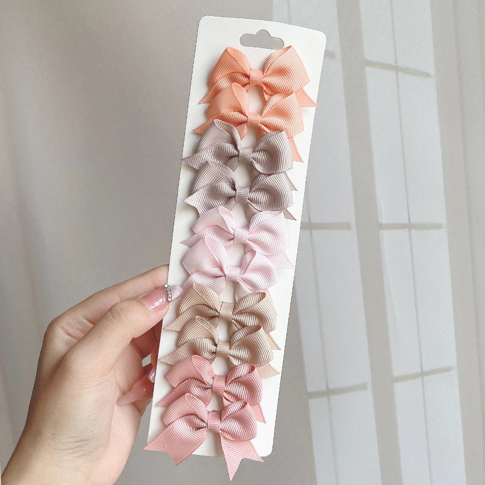 10pcs Kids Bow Hair Clips - Handmade Ribbon Bowknot Barrettes for Baby Girls Hair Accessories