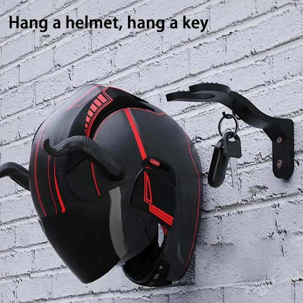 Motorcycle Helmet Holder Wall Mount - Head Gear Hook & Hat Hanger Stand for Helmets, Football & Bicycle Caps
