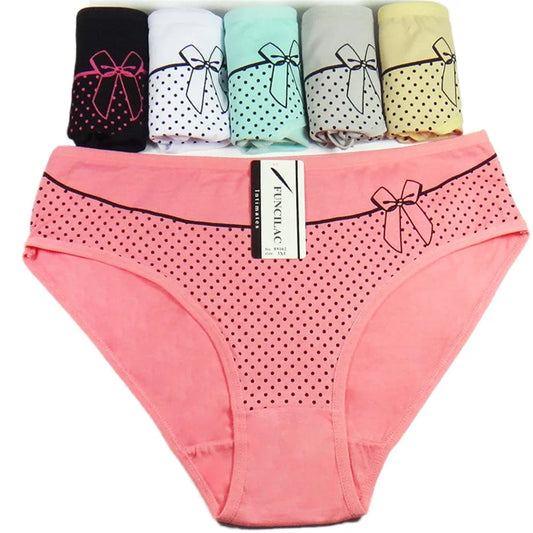 6 Pcs Women’s Cotton Briefs Set - Plus Size Sexy Print Mid-Rise Panties with Breathable Cotton Crotch