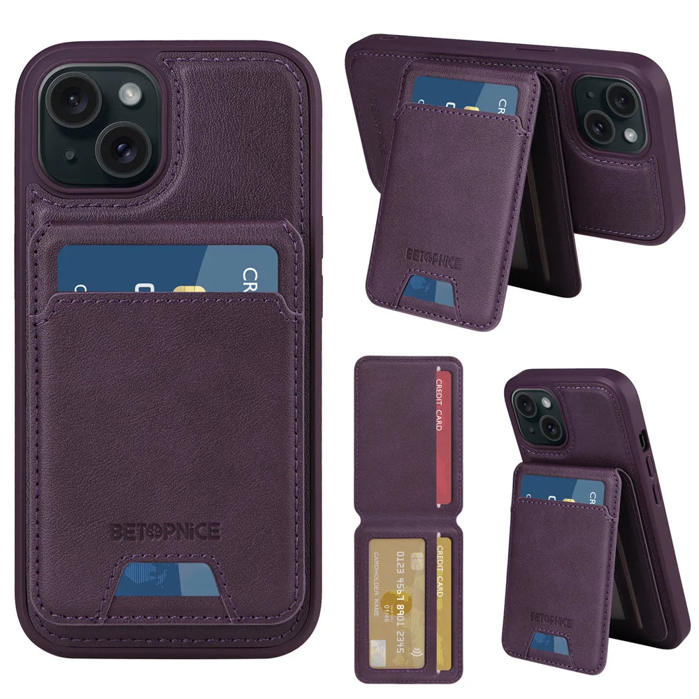BETOPNICE 2-in-1 Magnetic Leather Wallet Case – Detachable Card Holder for iPhone 11 to 16 Pro Max & 16 Plus
