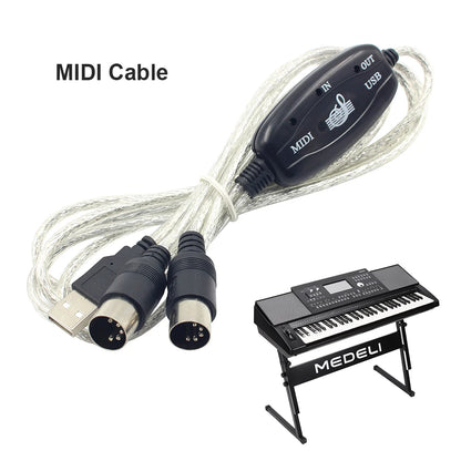 USB MIDI Cable Interface - USB to MIDI IN/OUT Converter Adapter for Keyboard, PC Audio & Music Recording