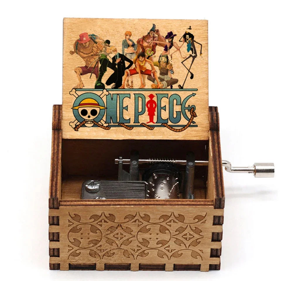 Antique Carved Wooden Hand Crank Music Box – Onepiece Figure, Perfect for Halloween & Christmas Birthday Gifts