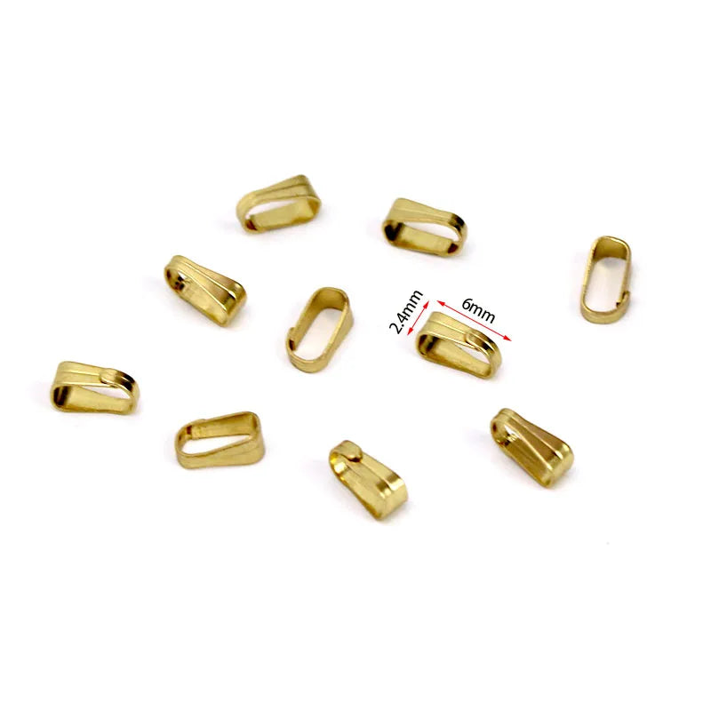 50PCS Stainless Steel Pendant Bail Connectors - Pinch Bail Clasp Clips for DIY Jewelry Making & Necklace Charms