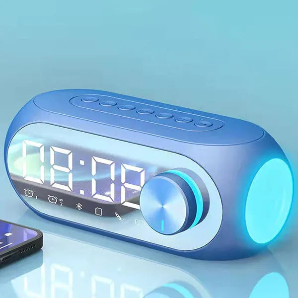 Bluetooth Alarm Clock Speaker - Portable FM Radio Wireless Music Speaker with Subwoofer