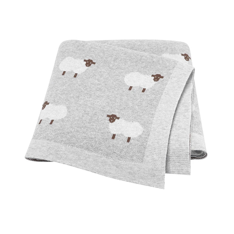 Baby Cotton Knitted Blanket 90x70cm – Newborn Swaddle Wrap for Boys & Girls, Stroller & Nursery Cuddle Quilt
