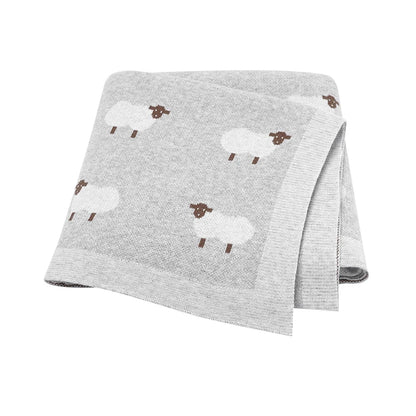 Baby Cotton Knitted Blanket 90x70cm – Newborn Swaddle Wrap for Boys & Girls, Stroller & Nursery Cuddle Quilt