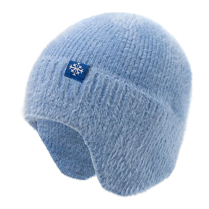 Women’s Earflap Winter Hat – Candy Color Faux Fur Knit Beanie, Kpop Style Streetwear Cap