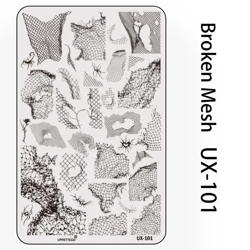 UX Serial 2 Stainless Steel Stamping Plate Template – Vintage Abstract Fabric Texture Pattern for Nail Art, Floral Lace, Xmas & Halloween Designs (UX52)