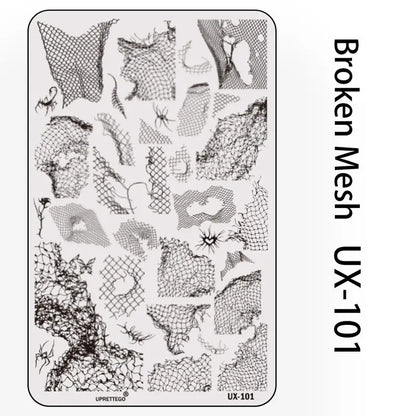 UX Serial 2 Stainless Steel Stamping Plate Template – Vintage Abstract Fabric Texture Pattern for Nail Art, Floral Lace, Xmas & Halloween Designs (UX52)