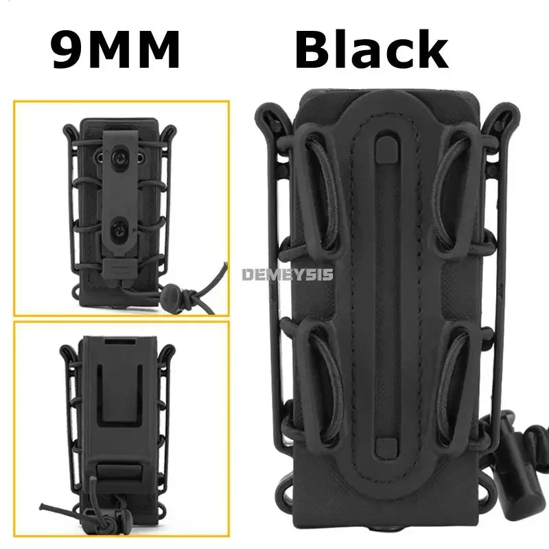 5.56mm & 7.62mm Tactical Fast Mag Pouch - MOLLE Belt Clip Soft Shell Rifle & 9mm Magazine Carrier