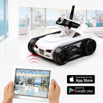 WiFi Remote Control Camera Tank Toy - 4-Channel Real-Time Video Transmission Tracked RC Car for Kids Gift