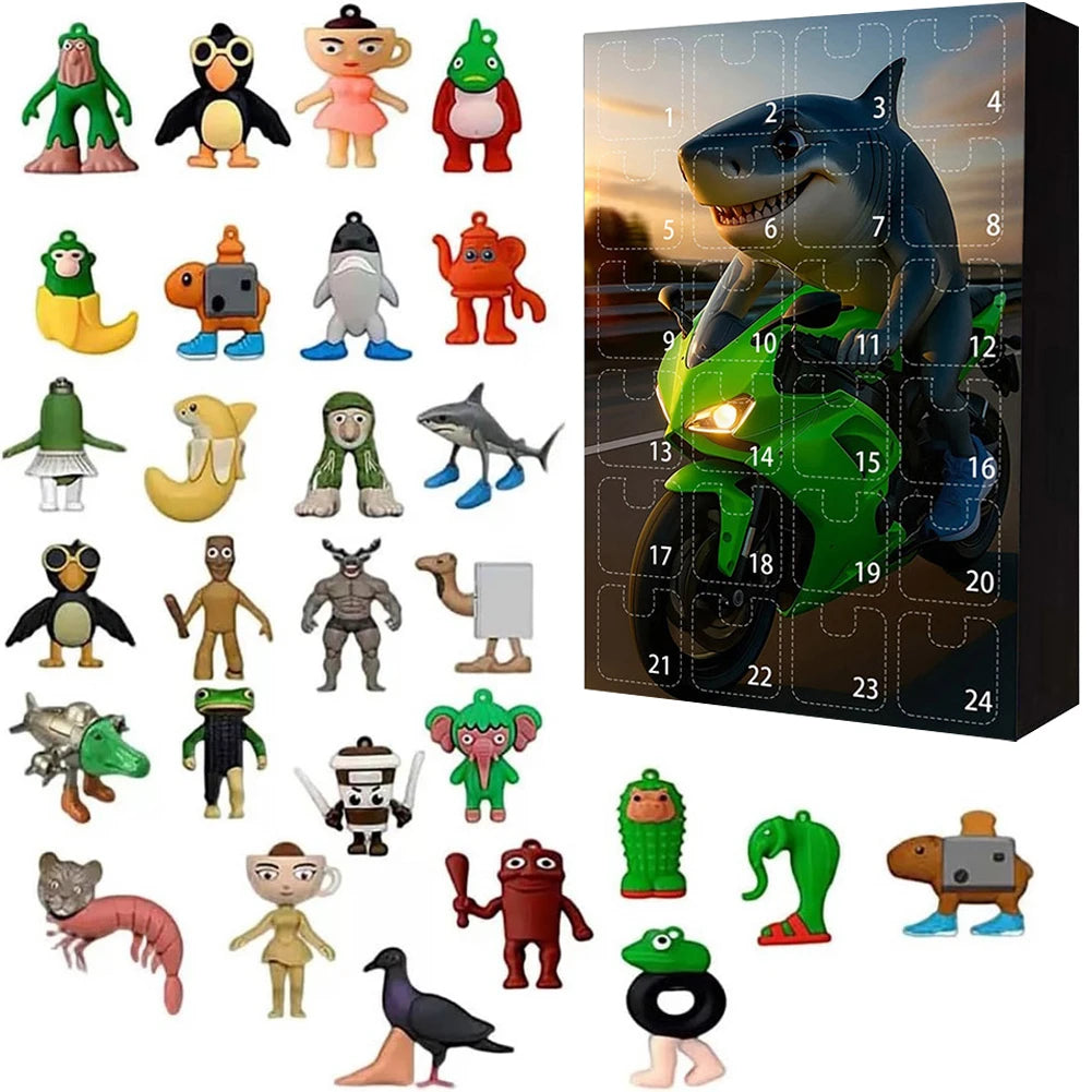 24-Day Advent Calendar – Cartoon Character Collectible Silicone Mini Figures & Surprise Ornaments Gift