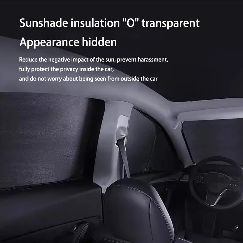 Tesla Model Y Juniper 2025–2026 Sunshade Set – Front, Rear & Side Window Sun Shades, Windshield UV Protection, Outdoor Camping Car Accessories