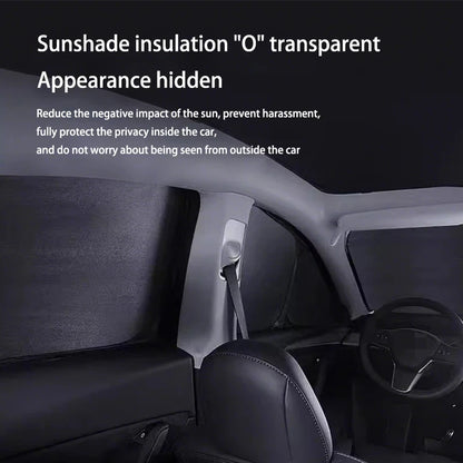 Tesla Model Y Juniper 2025–2026 Sunshade Set – Front, Rear & Side Window Sun Shades, Windshield UV Protection, Outdoor Camping Car Accessories