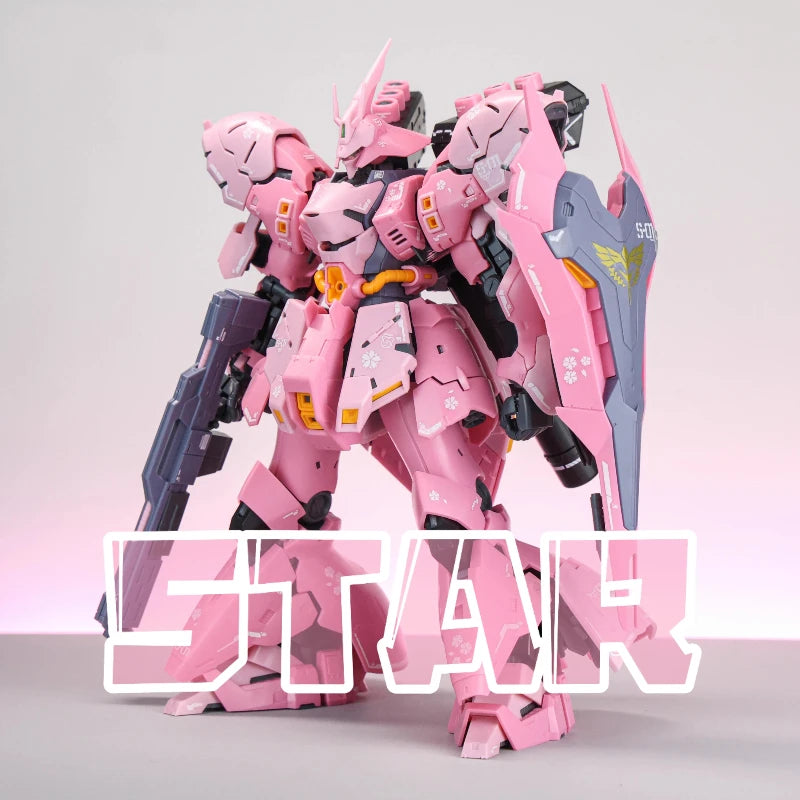 1/144 RG Sazabi Sakura Pink Mecha Action Figure – High-Mobility Assembly Model Kit with Water Slide Decals, Desktop Collectible Gift
