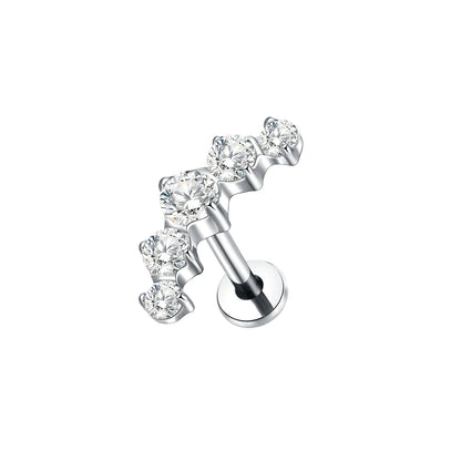 Titanium CZ Tragus & Helix Stud – Internally Threaded Labret Lip Ring Piercing Earring (1PC)
