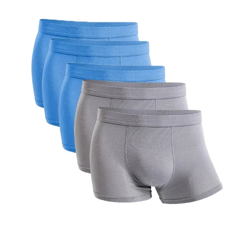 5-Pack Bamboo Men’s Boxers Underwear Plus Size XL–6XL, Breathable Gym Shorts Style Soft Black Underpants Gift Set